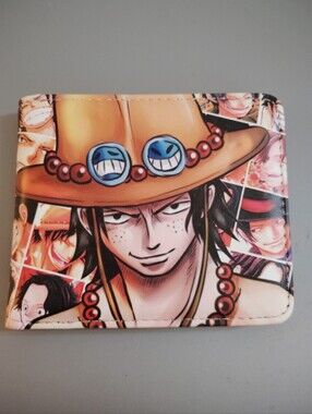 New fire fist ace one piece anime manga leather wallet